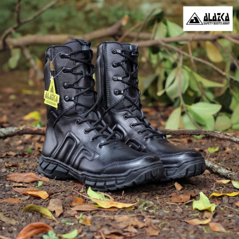 SEPATU PDL MODEL TERBARU BAHAN KULIT SAPI ASLI MERK ALAZKA SEPATU PDL DINAS LAPANGAN TNI POLRI SECURITY SATPAM SEPATU BOOTS PRIA DAN WANITA