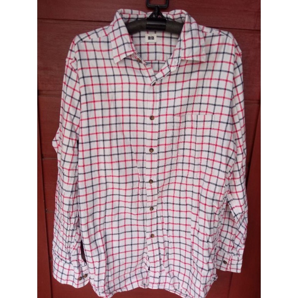 kemeja Flanel Flannel Uniqlo size L Kotak Kotak Bekas Original second branded