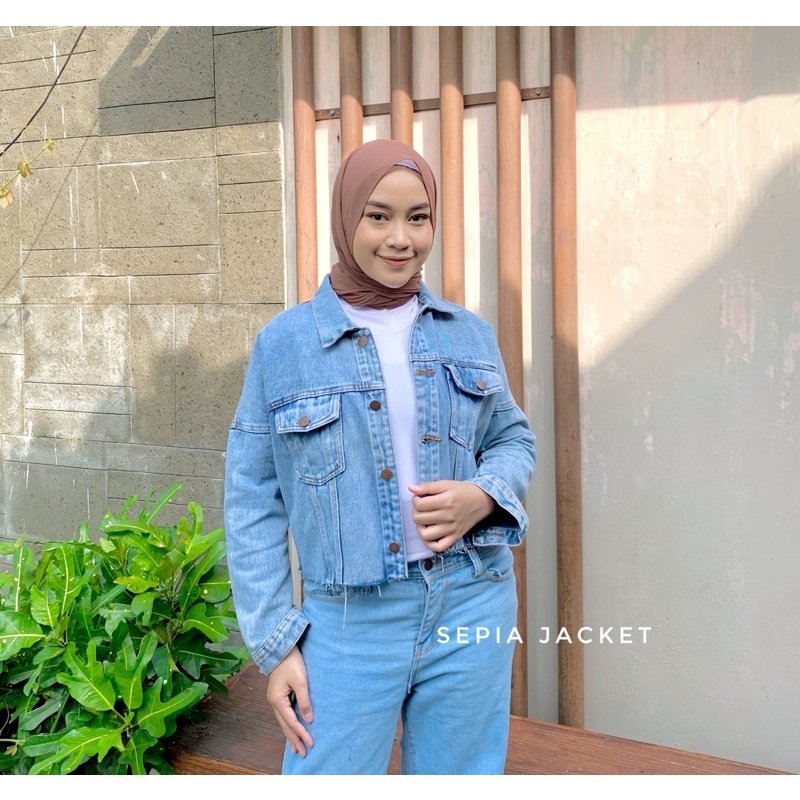 PIONA JAKET JEANS OVERSIZE LENGAN BALON