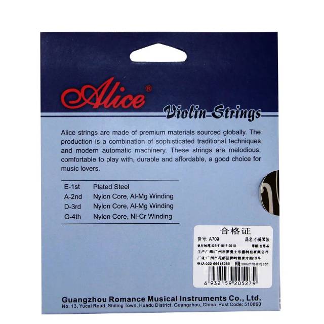 Senar Biola Violin Strings Alice A709 Set