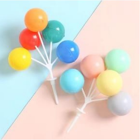Topper Balon Tusuk Hiasan Kue Tart Mini Balon Plastik Warna Warni