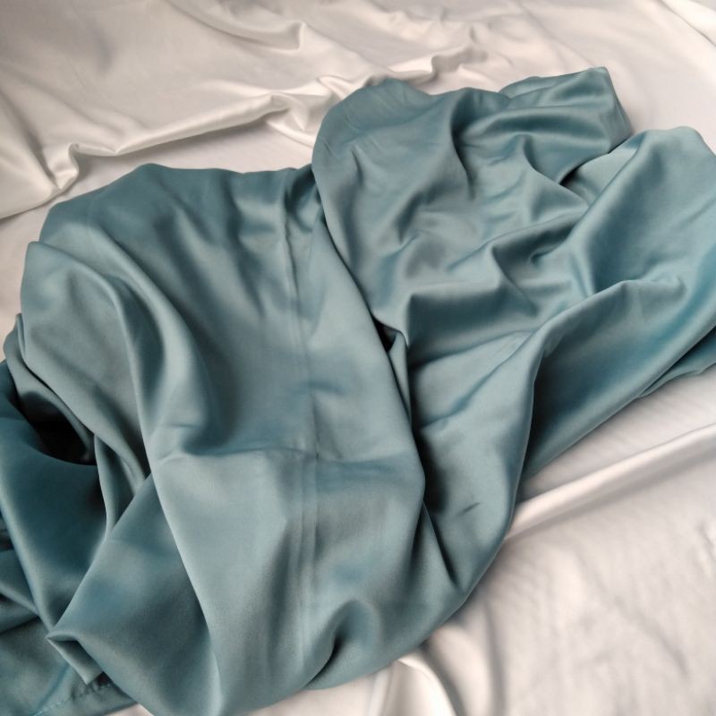 Rok Lilit Polos Satin Silk Premium Wrap skirt  Free ring-Biru Wardah