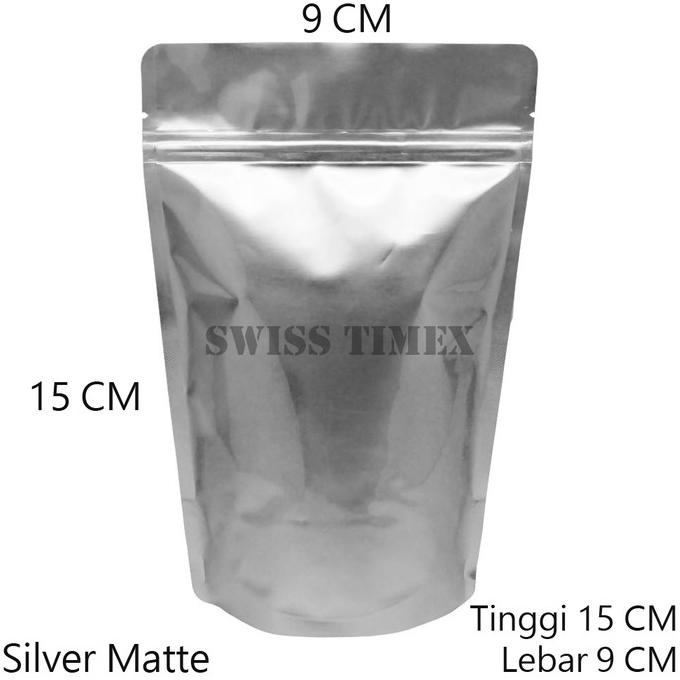 20PCS STANDING POUCH ALUMUNIUM FOIL FULL SILVER ZIPLOCK 9X15 CM