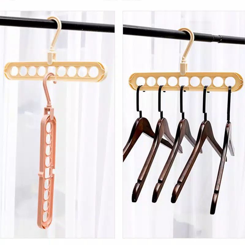 Gantungan Baju  / Magic Hanger Baju multifungsi  Hanger  / Gantungan Ajaib Multifungsi Dapat Dilipat dengan 9 Lubang gantungan baju / magic hanger