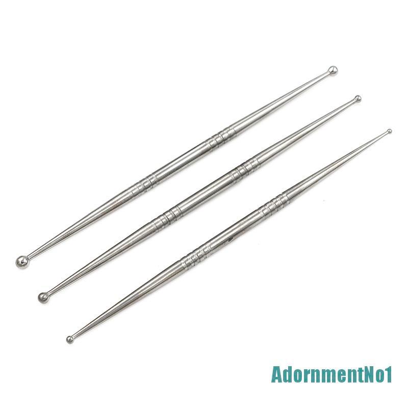 (AdornmentNo1) 3pcs / Set Alat Pahat Kepala Ganda Bahan Stainless Steel Untuk Tanah Liat