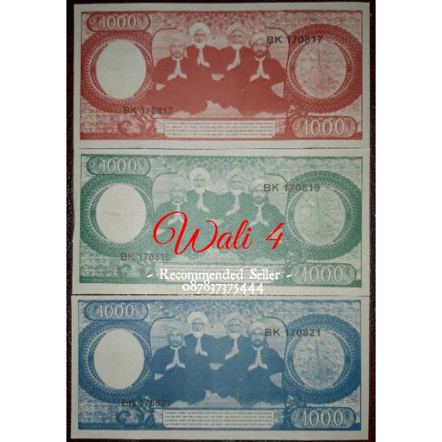 Uang souvenir 1000 sukarno gulung melengkung gambar wali 4