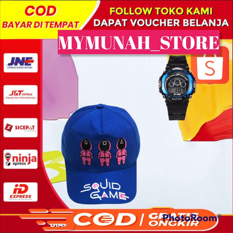 COD topi anak terbaru karakter squid game BORDIR bonus jam tangan sport keren