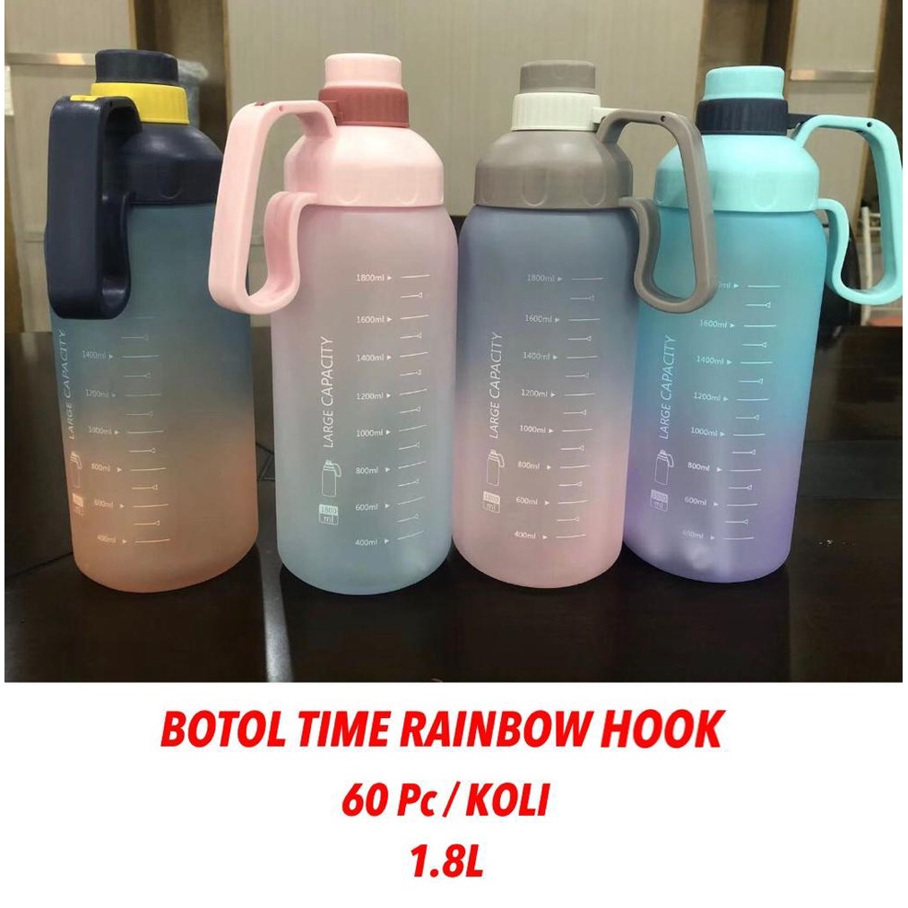 Botol Minum Botol Air Minum Motivasi Tritan Penanda Waktu 2 Liter Gradient Gradasi