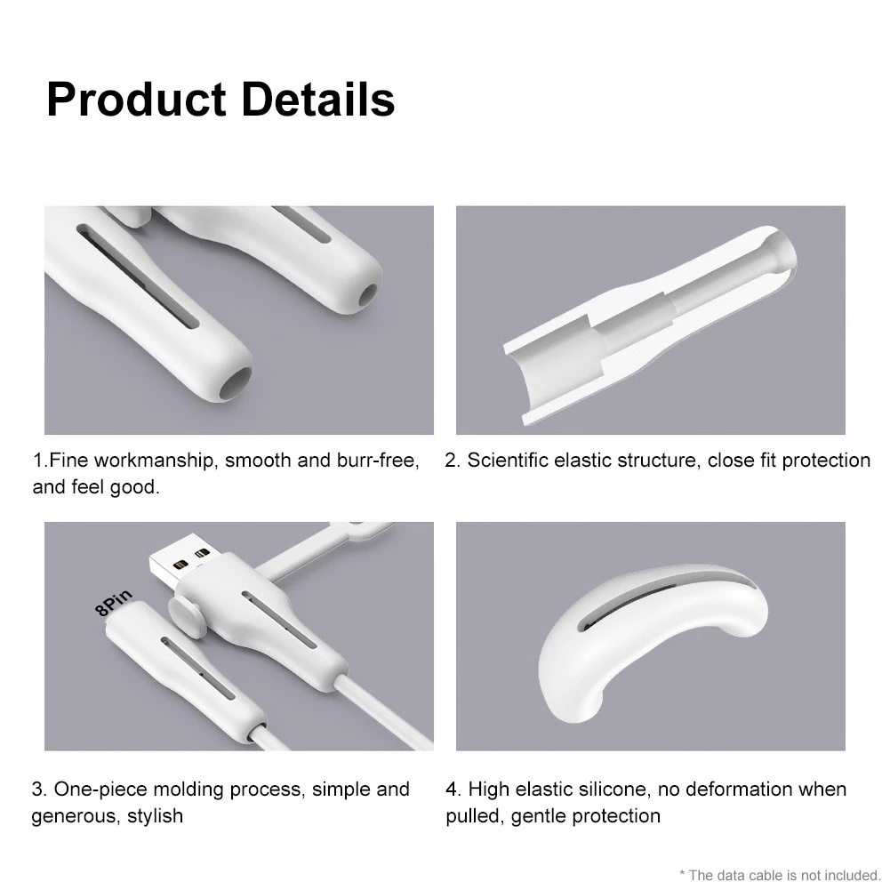 [ 2Pcs/set Soft Silicone USB-A to Lighting Data Line Protector Sleeve ] [ USB Charger Data Cable Protector Sleeve ]