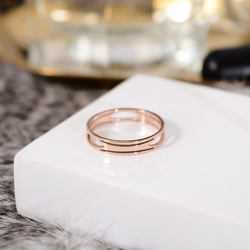 Cincin Stainless Steel / Titanium Anti Karat Wanita Mini Korea Motif Simpel Elegant Rose Gold CK064