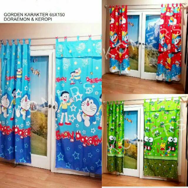 Gorden karakter anak / gorden motif anak/ gorden keropi/ gorden doraemon/ gorden hello kity