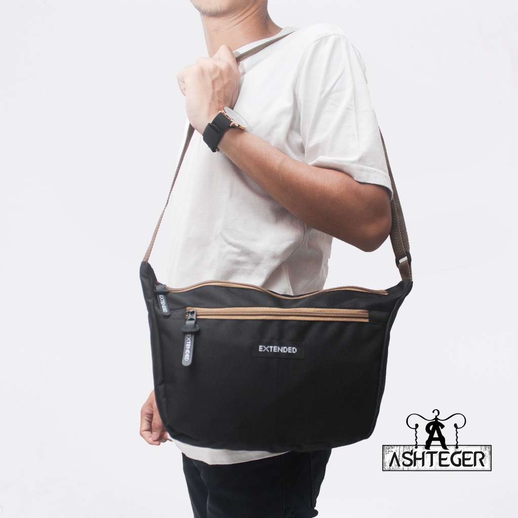 Tas Selempang Pria Wanita Casual Trendy Slingbag Unisex Kuliah Sekolah Kerja Polos Slempang Cowok Korea Kekinian Termurah