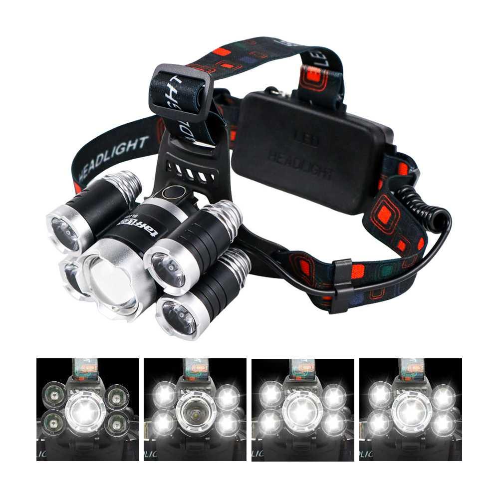 TaffLED Headlamp Senter Kepala LED Light Cree XML T6 + 4 XPE 40000Lumen 18650+Charger BL254