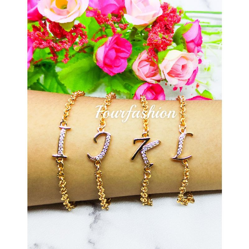 Fourfashion Gelang Tangan Sirkon Huruf Latin Inisial Xuping Lapis Emas