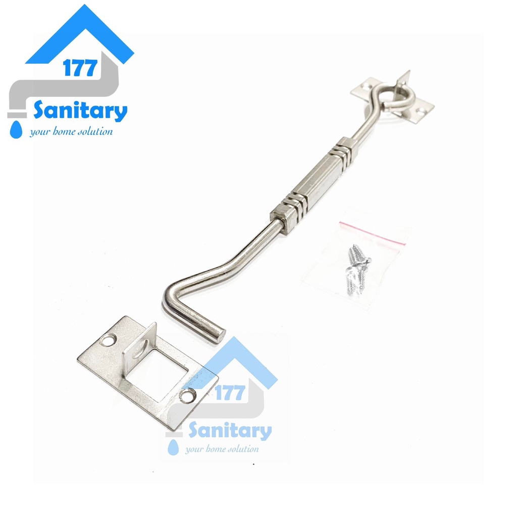 Hak Angin kotak 8 inch SILVER -Pengait Penahan Kunci Jendela 20cm segiempat window lock hook hooks stainless kait