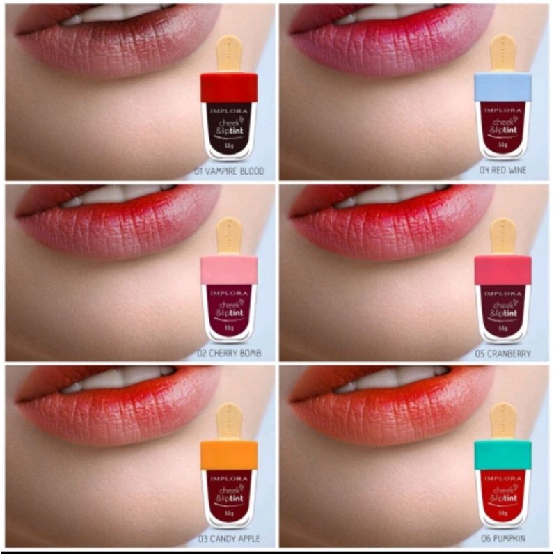 Implora lip tint original/implora murah/original -red wine/pumkin/vampir blood