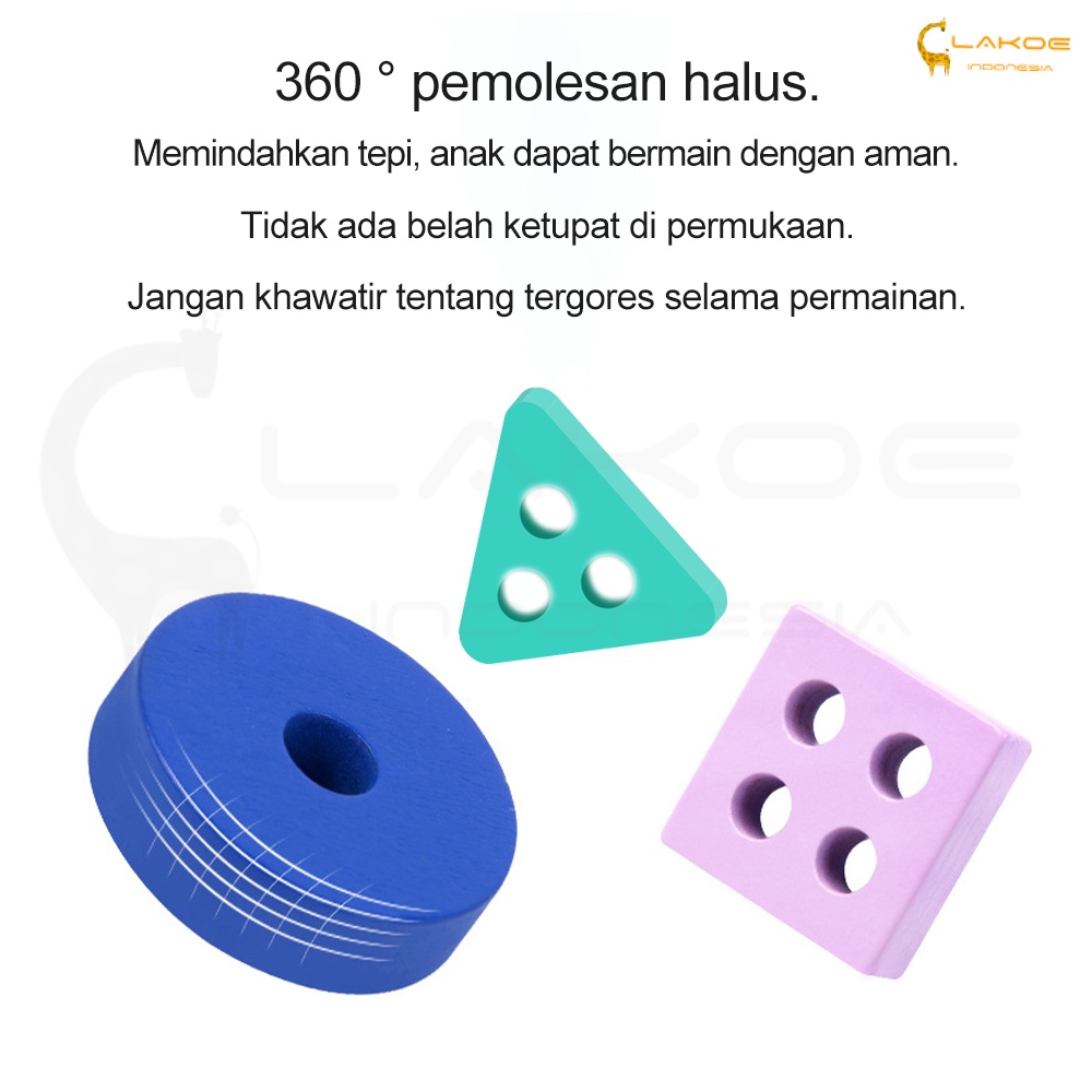 LAKOE Mainan puzzle kayu anak geometric board mainan balita Wooden Toys