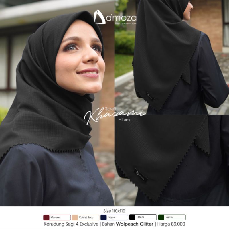 KERUDUNG DAMOZA KRD KHAZAAMI SEGI EMPAT 110 X 110 KHAZAMI