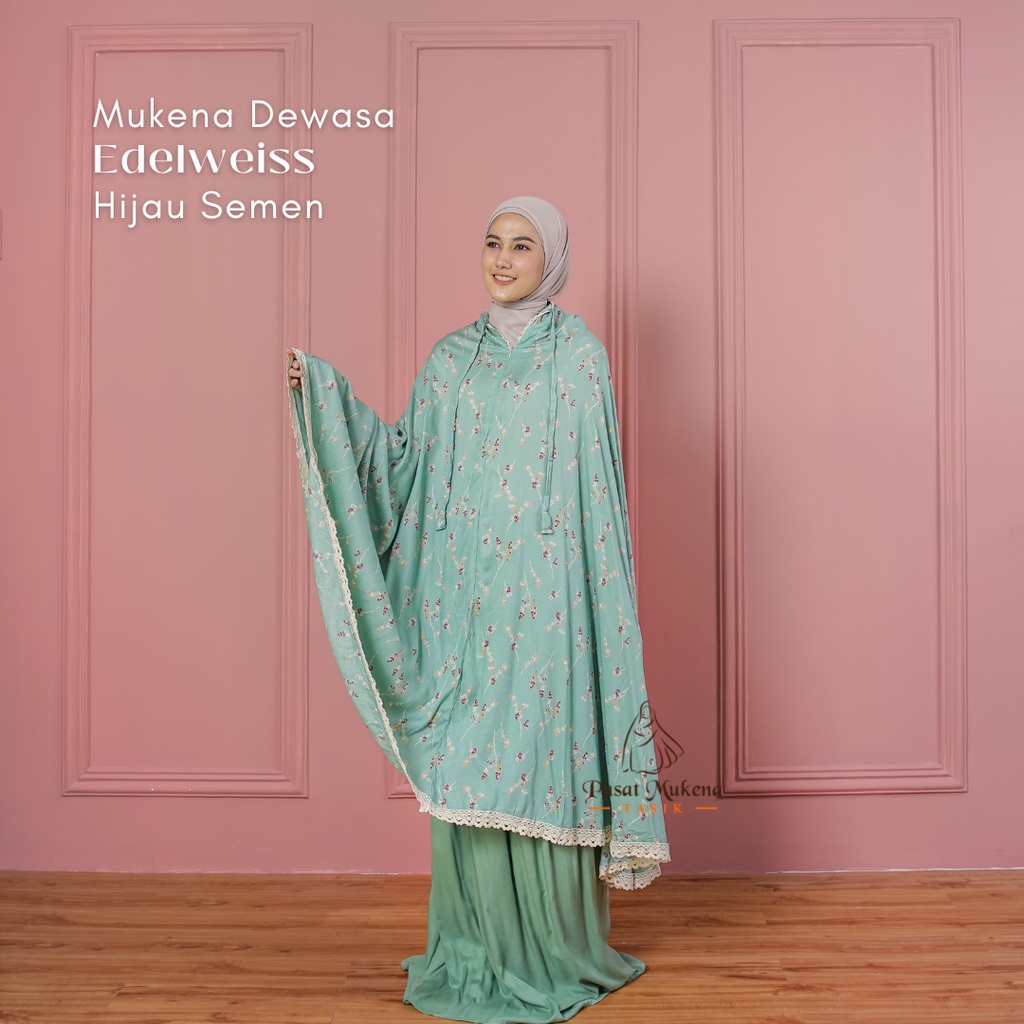 Pusat Beli Mukena Tasik - Mukena Dewasa 2in1 Katun Rayon Bali Travelling Edelweiss