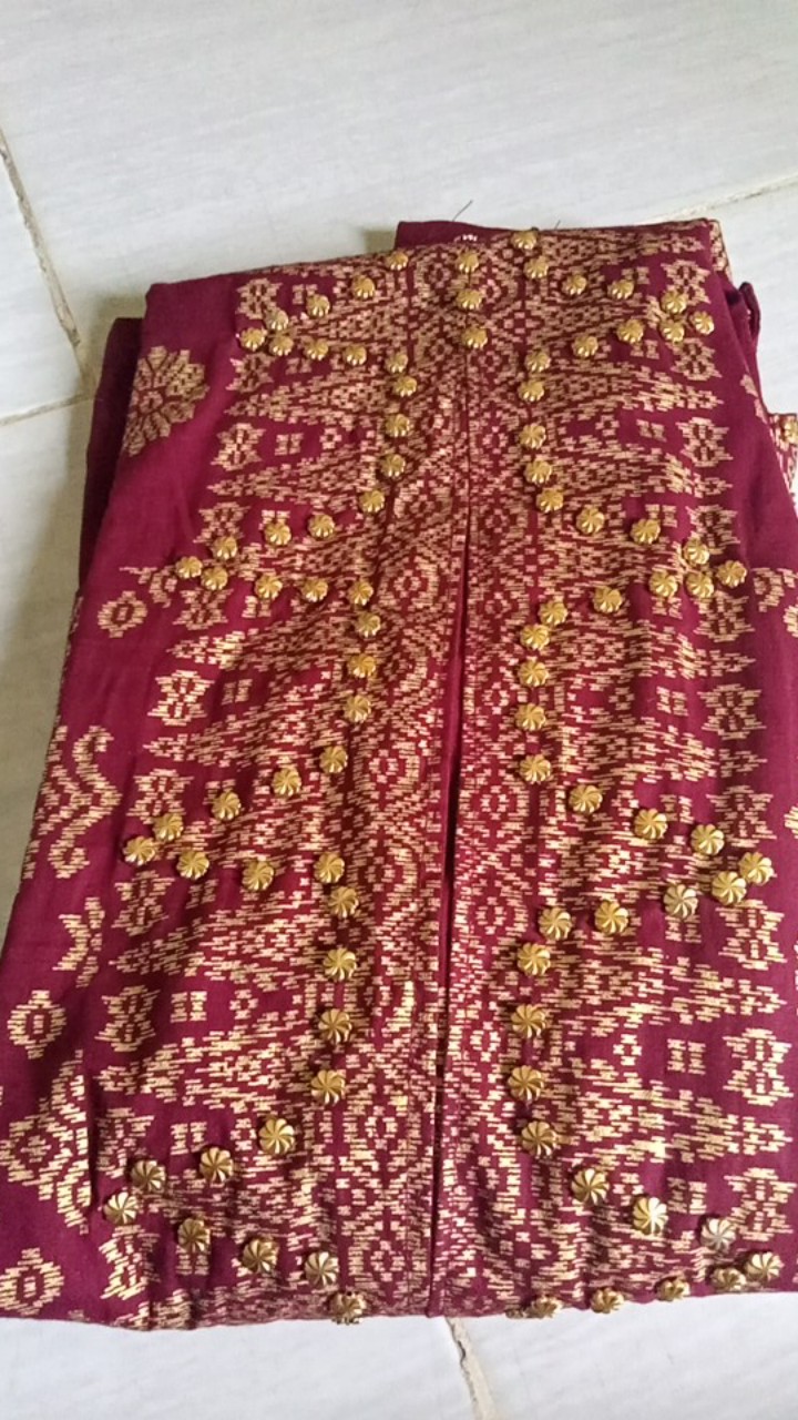 New Ready Gamis List Batik Songket Palembang Maron