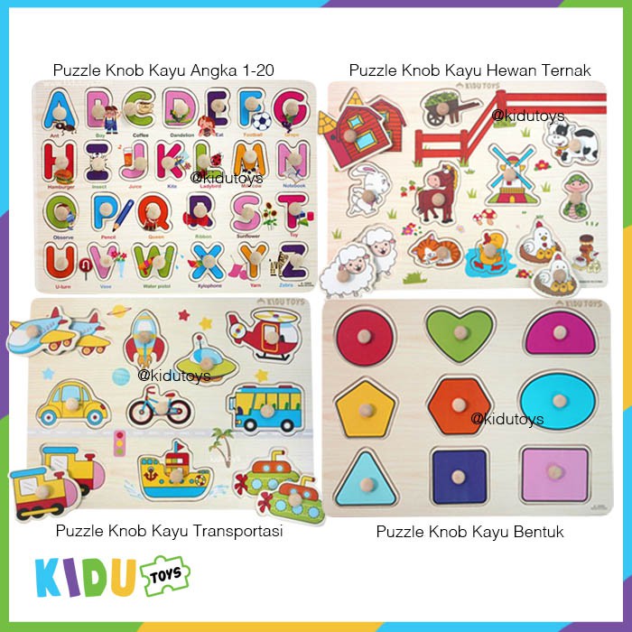 Mainan Anak Puzzle Knob Kayu  Kidu Toys