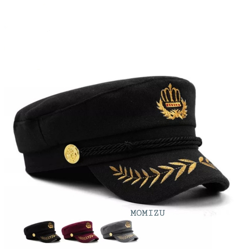 Topi Kapten Marinir Fisherman Yacht Navy Skipper Sailor Military Captain Embroidery Badge Hat