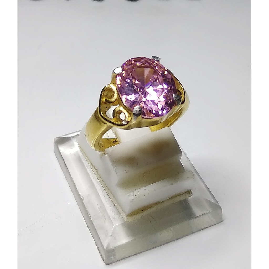 cincin batu akik diamon warna pink model wanita