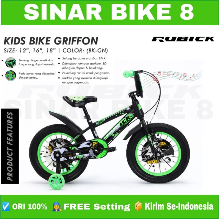 Sepeda Anak Laki Ukuran 12&quot; 16&quot; dan 18 Inch BMX RUBICK GRIFFON Tameng MusiK