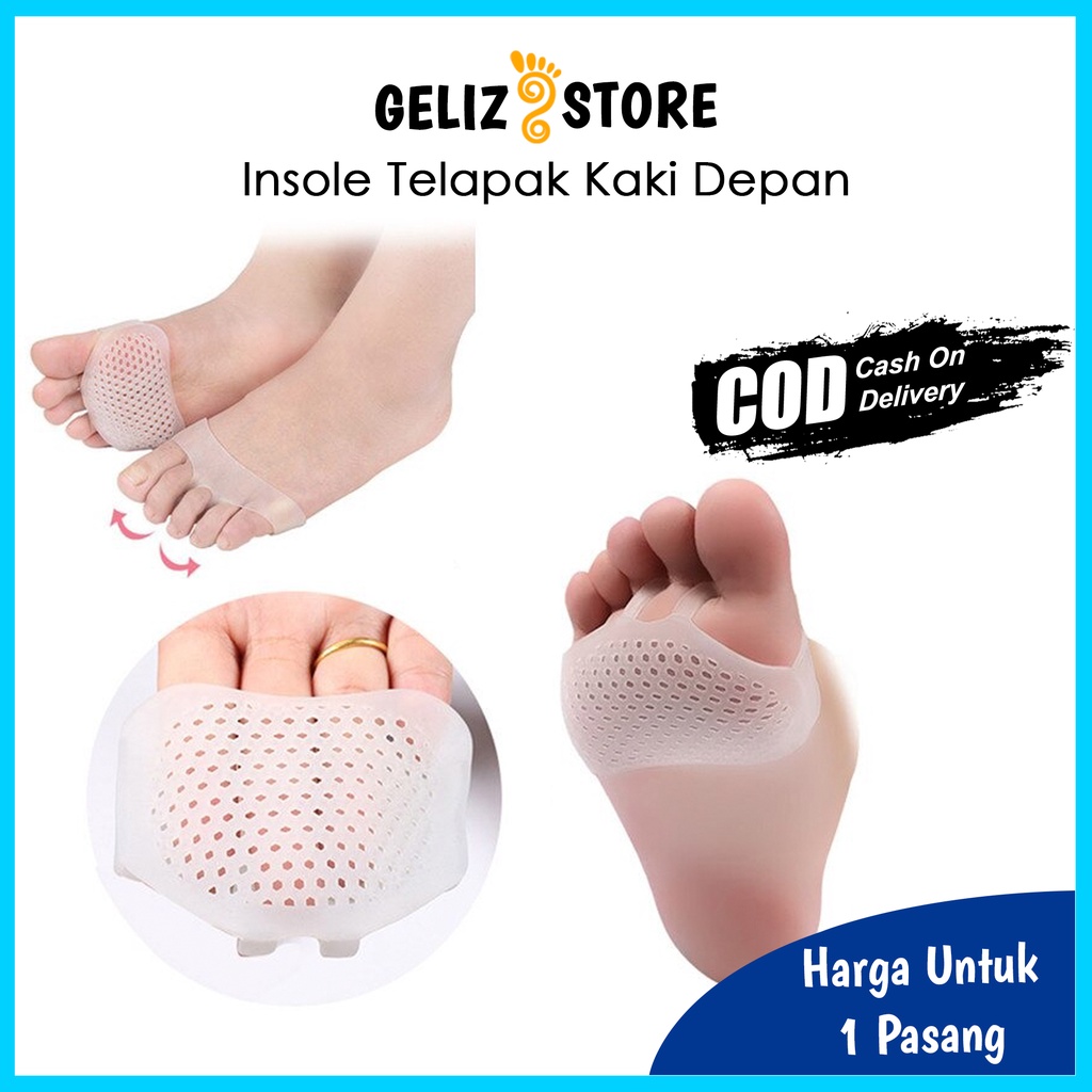 Alas Telapak Kaki Depan Silicone Gel AntiLecet dan Kapalan Insole Pelindung Telapak Kaki Depan 1 Pasang