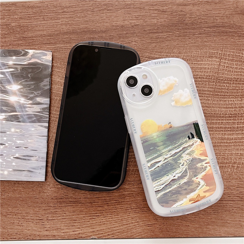 Case Silikon Transparan Motif Matahari Terbenam Untuk Iphone 13 12 11 pro max x xs xr xsmax 7 8 plus