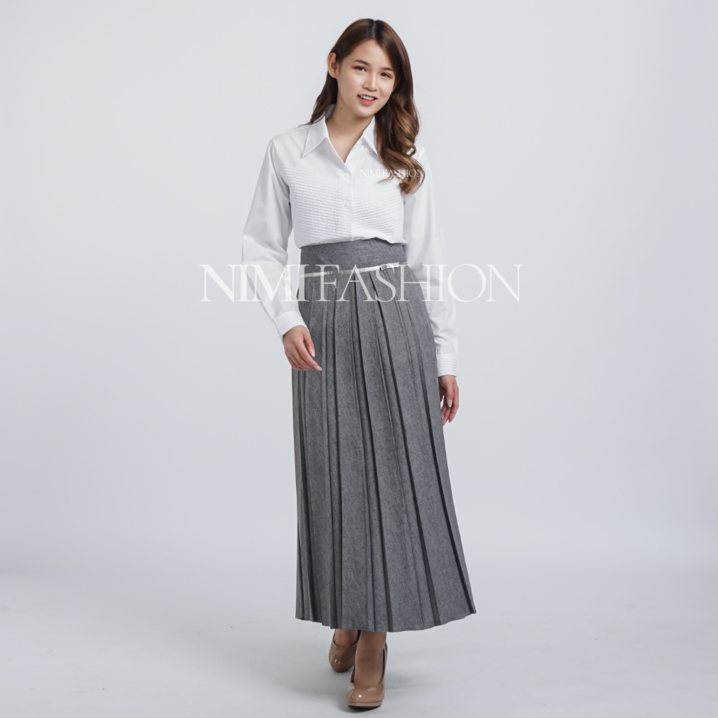 Rok Kerja Plisket / Rok Kantor Panjang Wanita Formal Rempel-5