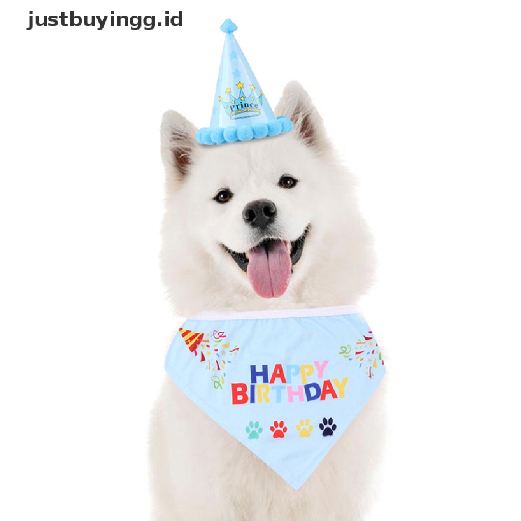 Topi Kerah Desain Mahkota Happy Birthday Untuk Kostum Pesta Ulang Tahun Anjing Kucing Peliharaan