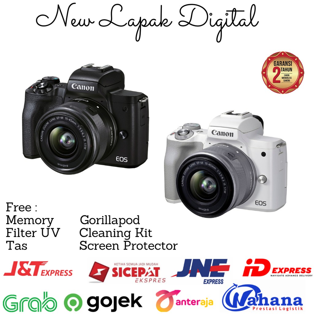 Canon EOS M50 Mark II Kit 15-45mm IS ST - Garansi Resmi Datascrip