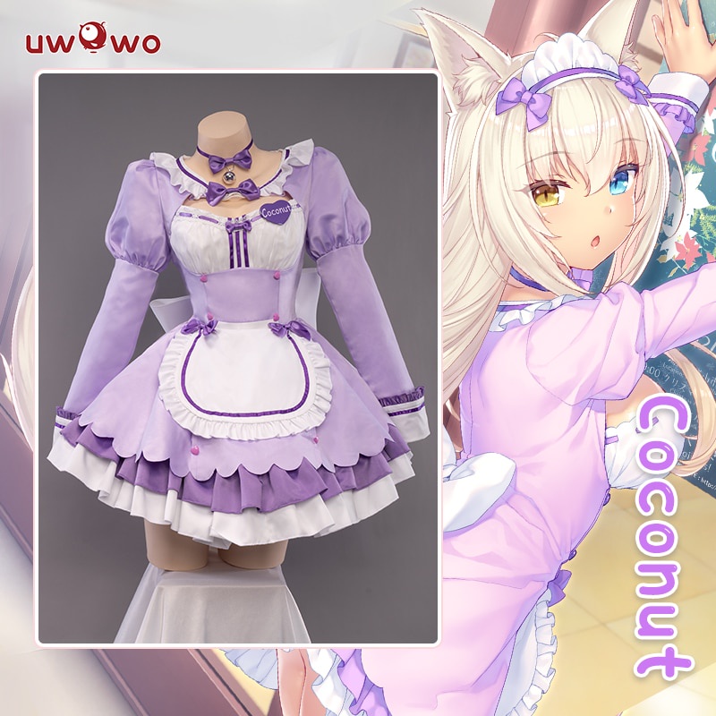 PREORDER UWOWO Anime Nekopara vol.4 Coconut Maid Dress Cosplay Costume Cute Purple Dress