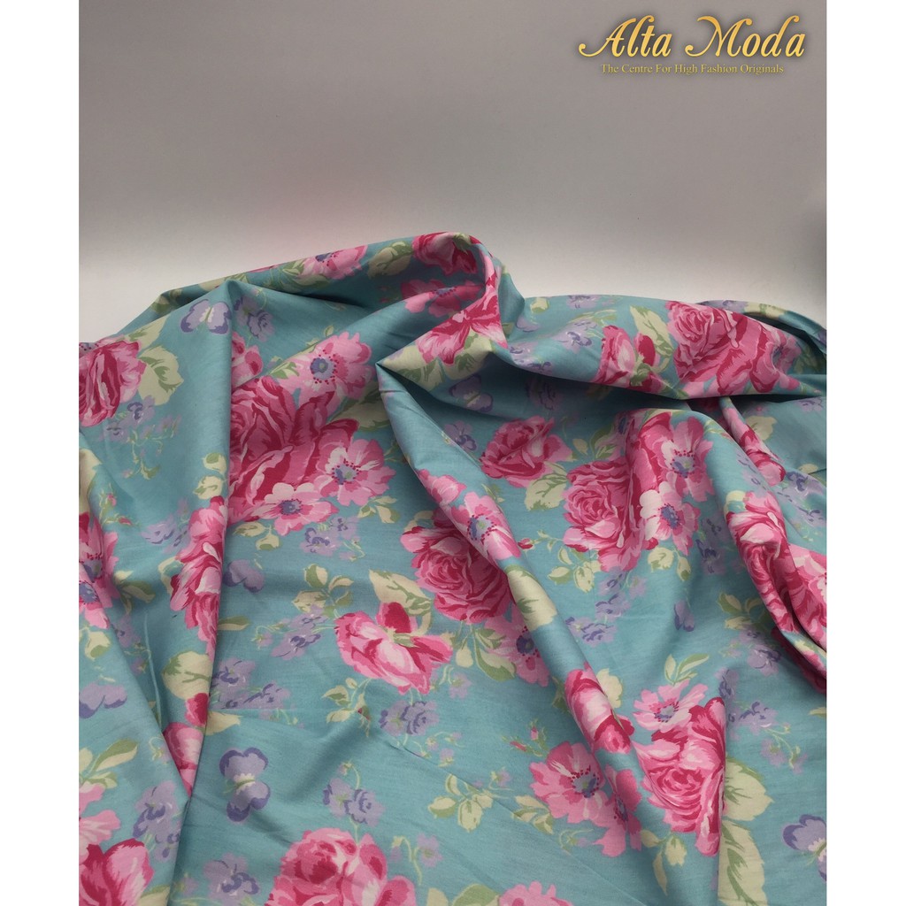 

Alta Moda Katun Motif Fancy Floral Pink - Light Blue Kain Premium (0.5M)