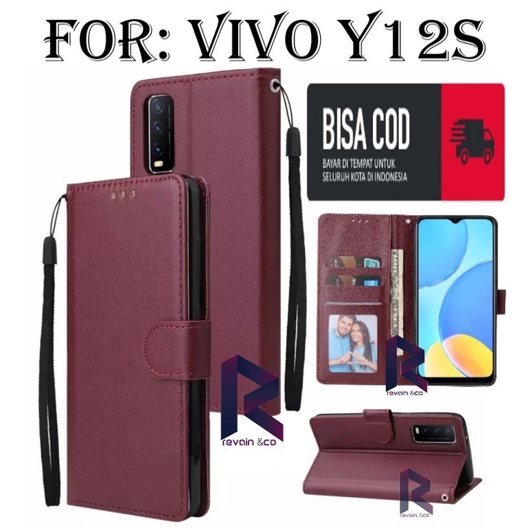 VIVO Y12S CASE FLIP WALLET LEATHER KULIT PREMIUM SARUNG BUKA TUTUP FLIP CASE VIVO Y12S