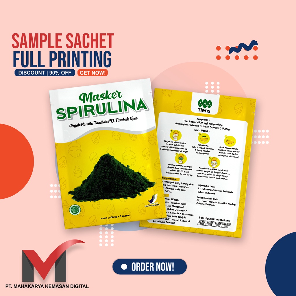 CETAK KEMASAN SACHET SPIRULINA (SAMPLE)