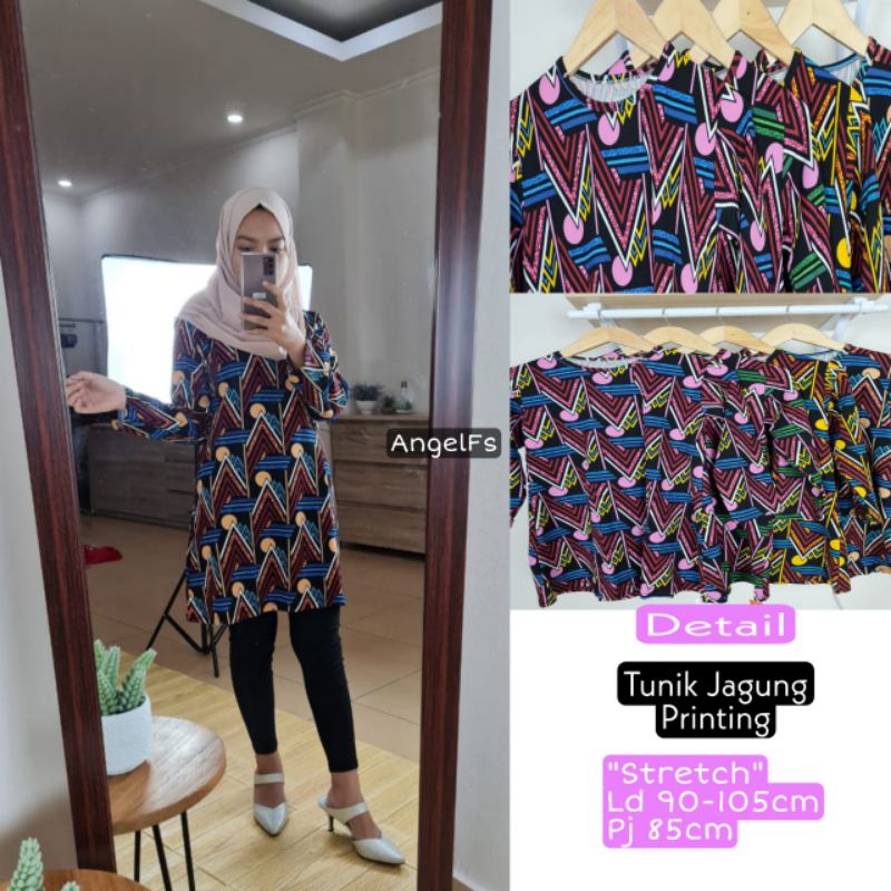 seventy one tunik jagung printing abstrak