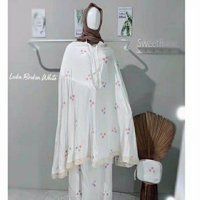 MUKENA RAYON SUPER JUMBO BORDIR LAIKA - Putih