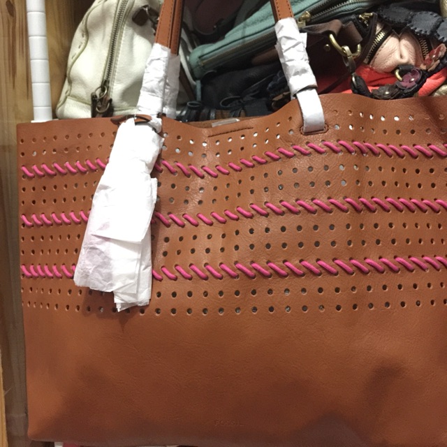Fossil rachele tote brown perfo