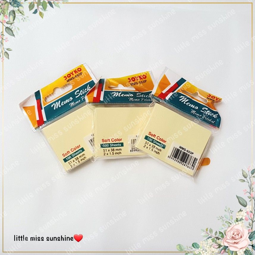 Sticky Note 51x38mm Mini Small Mini Little Cute Yellow Memo ATK Alat Tulis Kantor Perlengkapan Peralatan Alat Lengkap Sekolah Kertas Serbaguna Gede Kecil LucuTulisan Salah Benar Bagus High Quality Terbaik Grosir Termurah Little Miss Sunshine Malang