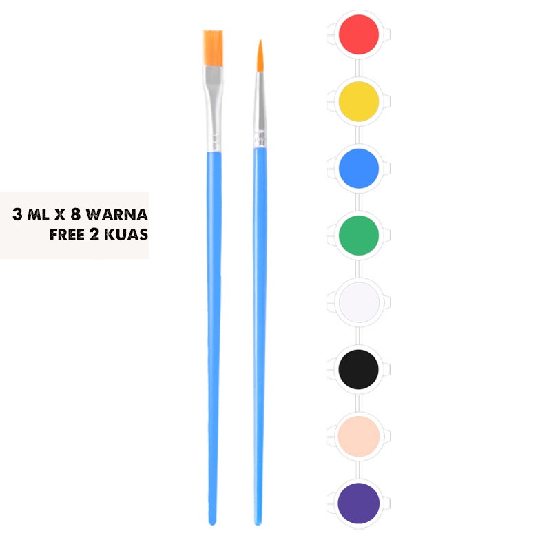 

COLOR PAINTING SET cat akrilik 8 warna gratis 2 kuas/ cat akrilik / cat lukis anak gypsum/ fingerpaint/ mainan anak melukis / cat acrylic
