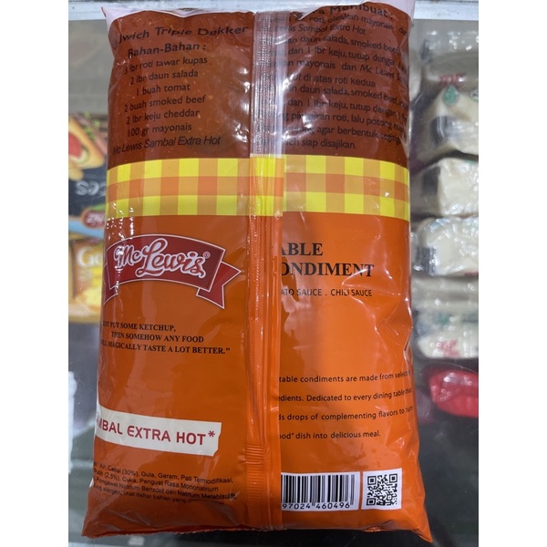 Sambal Extra Hot Mc Lewis 1KG dan 500gr / saos sambel / saus