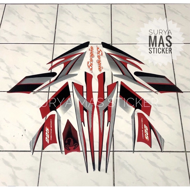 sticker stiker striping scorpio 2004 tangki kotak steko lis list body bodi motor yamaha
