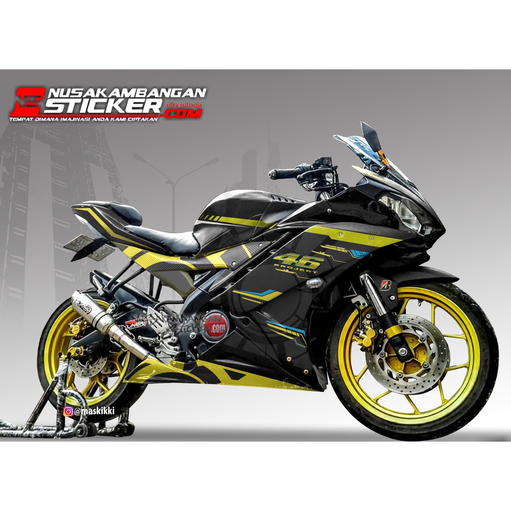 Decal Stiker Motor Yamaha R15 V2 Full Body Hitam Kuning Racing Team Sticker Variasi Custom Bahan Qua
