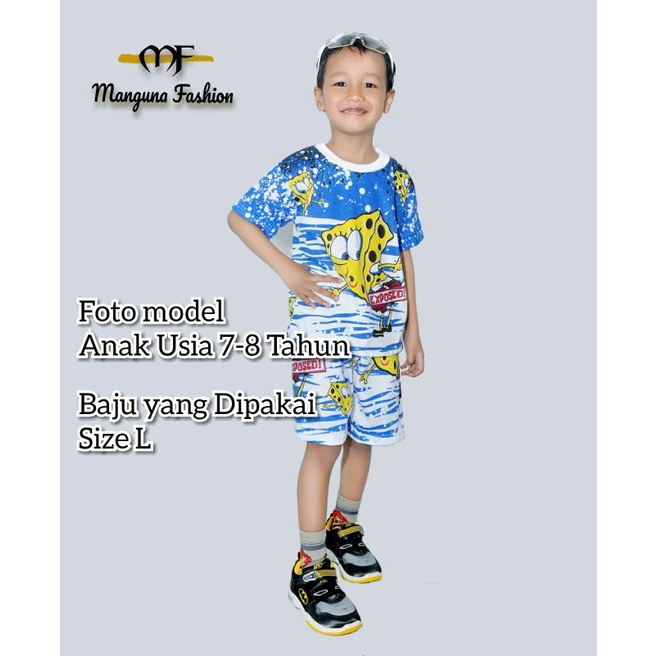 Setelan Anak Laki-laki Usia 1-10 Tahun Unisex Bahan Kaos Adem Serap Keringat