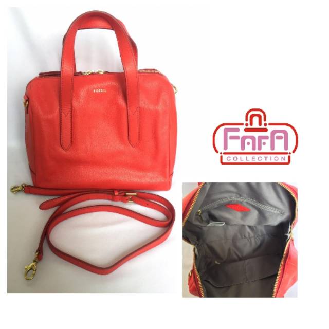 FOSSIL SYDNEY SATCHEL REAL RED