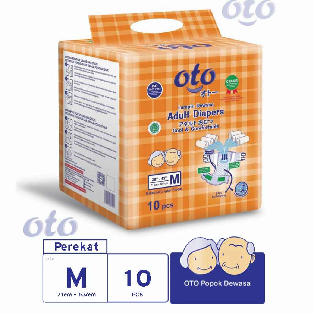 popok dewasa - kesehatan, diapers, perekat  RAK - OTO Diapers Adult Popok Dewasa model Perekat ukuran M - isi 10 pcs