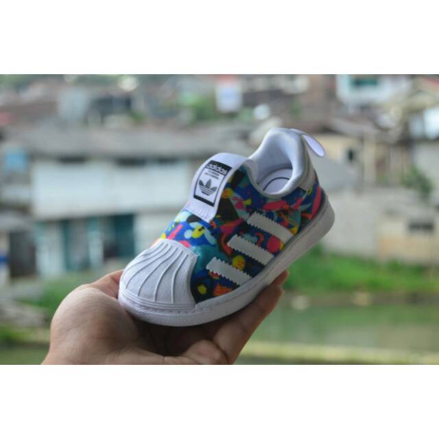 Sepatu Anak Kids Adidas Superstar Slip On 360 Original "Multicolor White"