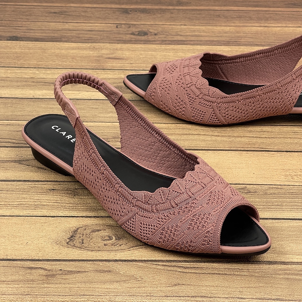 Sandal Wanita Lesya Slip On Mules Upper Rajut Import JD01~ CLARENZO